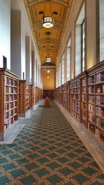 Bookshelves in library