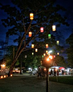 Illuminated street light at night