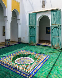 Multi colored door of building