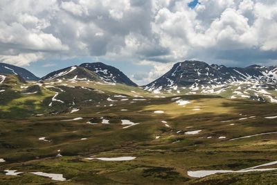 Scenic view of mountains against sky