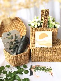 Close-up of vegetables in basket on table