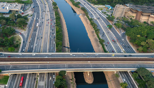 High angle view of railroad tracks