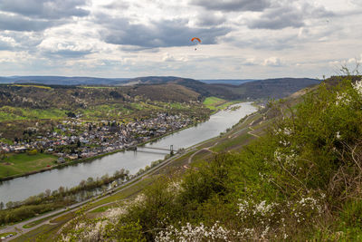 The wine-village wehlen, a district of bernkastel-kues with the only rope bridge at the moselle