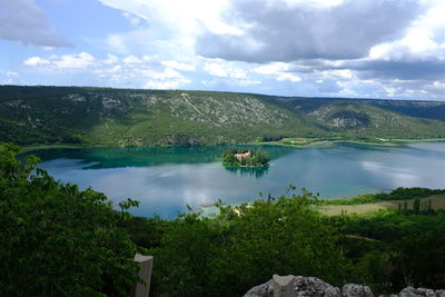 Scenic view of lake against sky