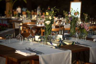 Table and chairs in restaurant