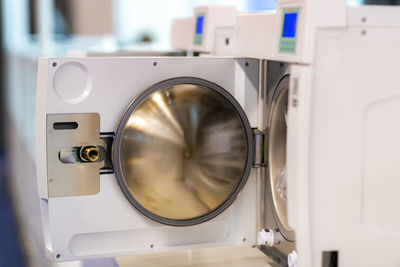 Sterilization desk with autoclave in a dental clinic. sterilization of dental medicine instruments.