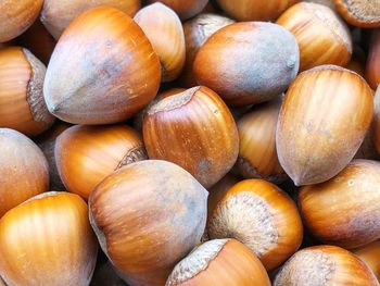 Full frame shot of hazelnuts for sale at market