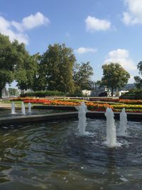 View of fountain in park