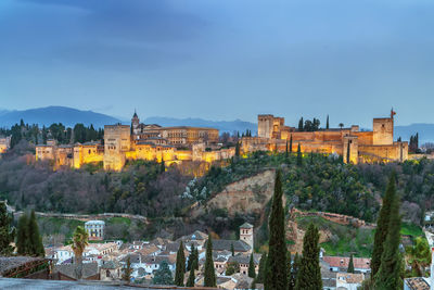 View of alhambra from st. nicholas church, granada, spain