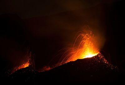 Close-up of fire at night