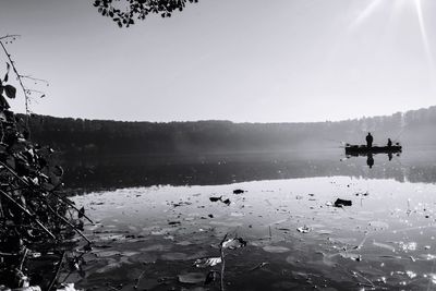 Scenic view of lake against clear sky