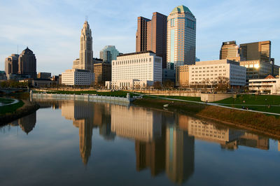 Reflection of buildings in city