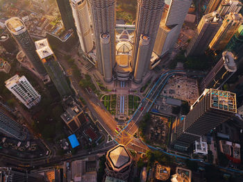 High angle view of buildings in city