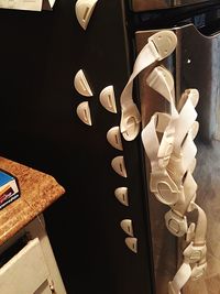 High angle view of objects on table