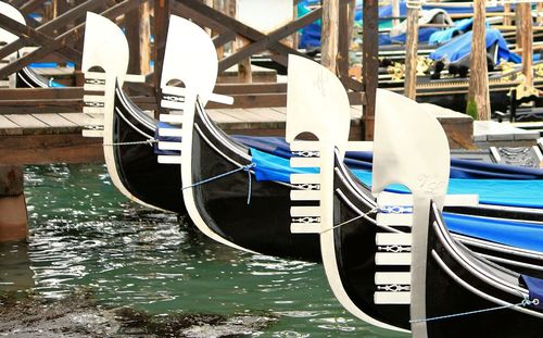 Gondolas moored in grand canal