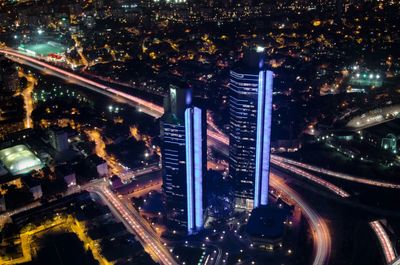 Illuminated cityscape at night