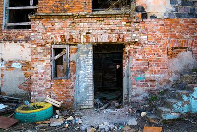 Brick wall of old building