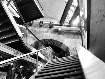 High angle view of steps by building