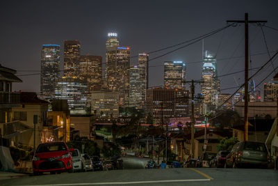 View of city at night