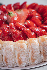 Close-up of strawberries in plate