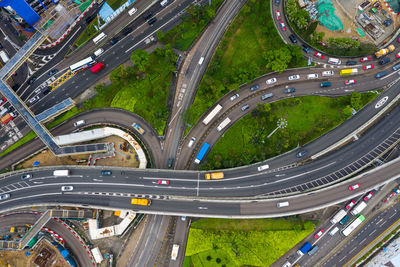 Aerial view of elevated roads