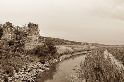 Scenic view of land against sky