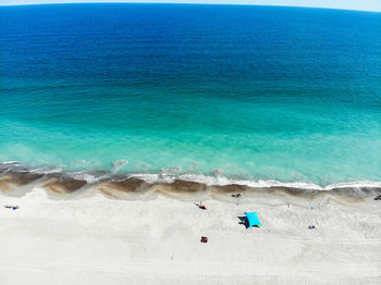 High angle view of people on beach