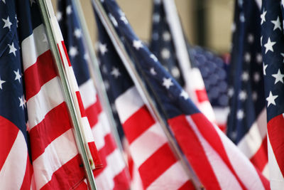 Close-up of american flags