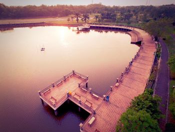 High angle view of calm lake