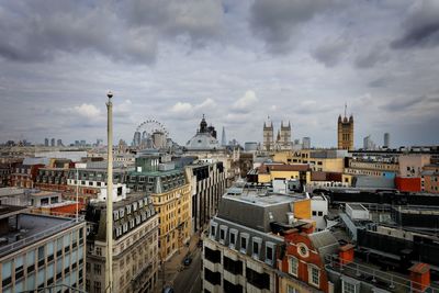 High angle view of buildings in city