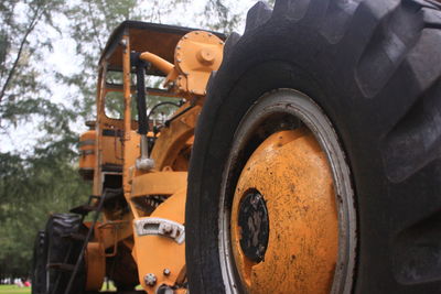 View of tractor on field at construction site
