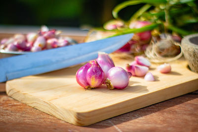 Close-up of food on cutting board