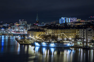 Stockholm night skyline canal cityscape, gamla stan, stockholm sweden