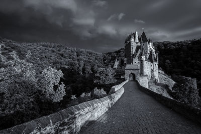 Panoramic view of temple building against sky