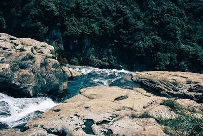 Rock formations on coast