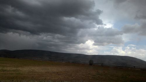 Scenic view of landscape against cloudy sky