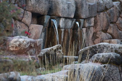 Rocks on stone wall