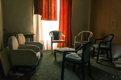 Empty chairs and table at home