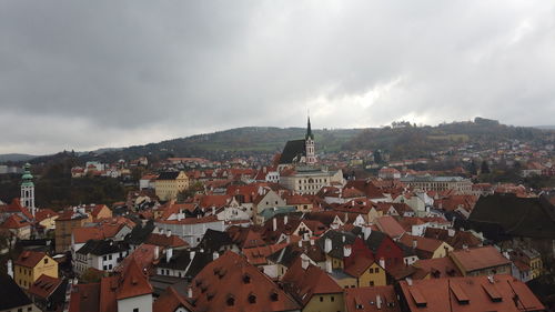 High angle view of townscape against sky