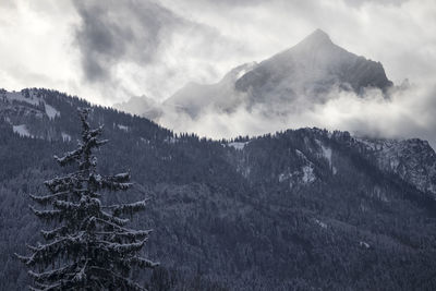 Low angle view of mountains against sky