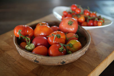 Fruits in basket on table