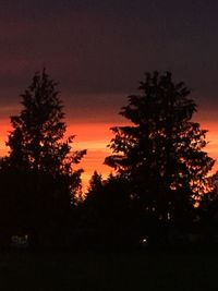 Low angle view of silhouette tree against sky at sunset