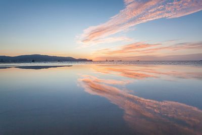 Scenic view of sea during sunset
