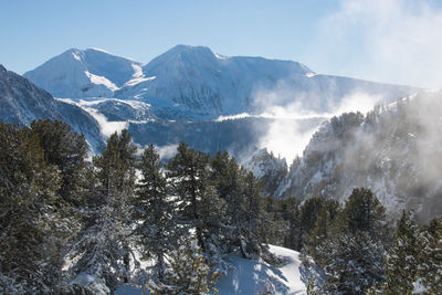 Snowshoe hike outing in chamrousse on a beautiful winter day