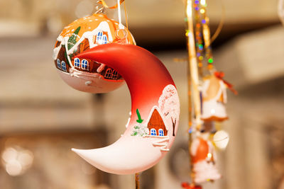 Close-up of stuffed toy hanging for sale