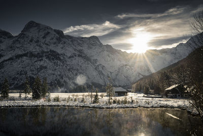 Scenic view of mountains against sky