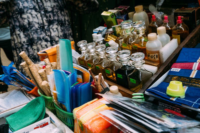 Various vegetables for sale at market stall