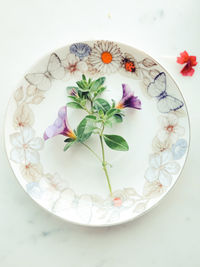 High angle view of food in plate on table