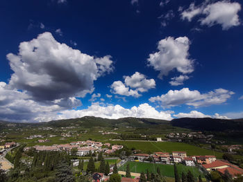 Aerial view of townscape against sky