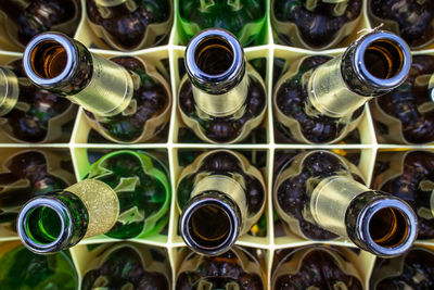 Full frame shot of beer bottles